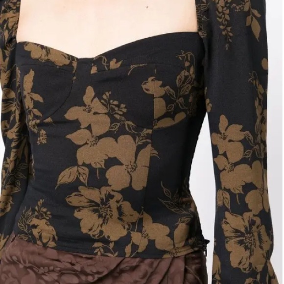 Reformation Reign Floral-Print Long Sleeve Top Size 8 - Picture 2 of 8